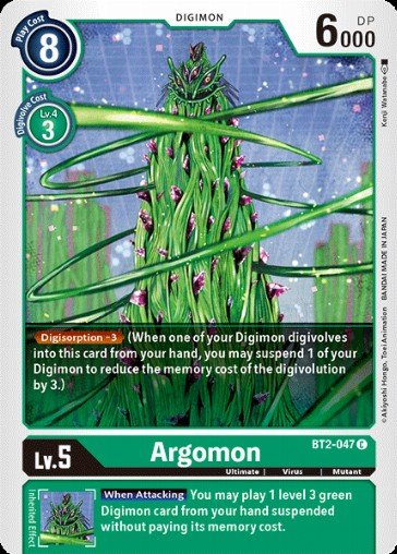 4x Argomon BT2-004 UC Digimon TCG NEAR MINT