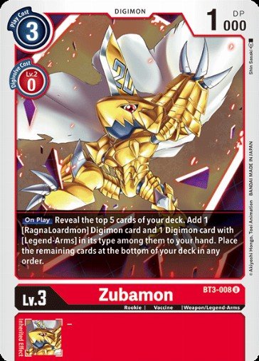 Zubamon Bt3 008 Digimon Card Database