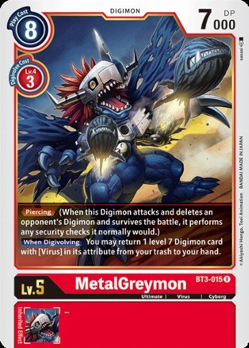 TCG 2020. Digimon Card Game MetalGreymon BT2-063 